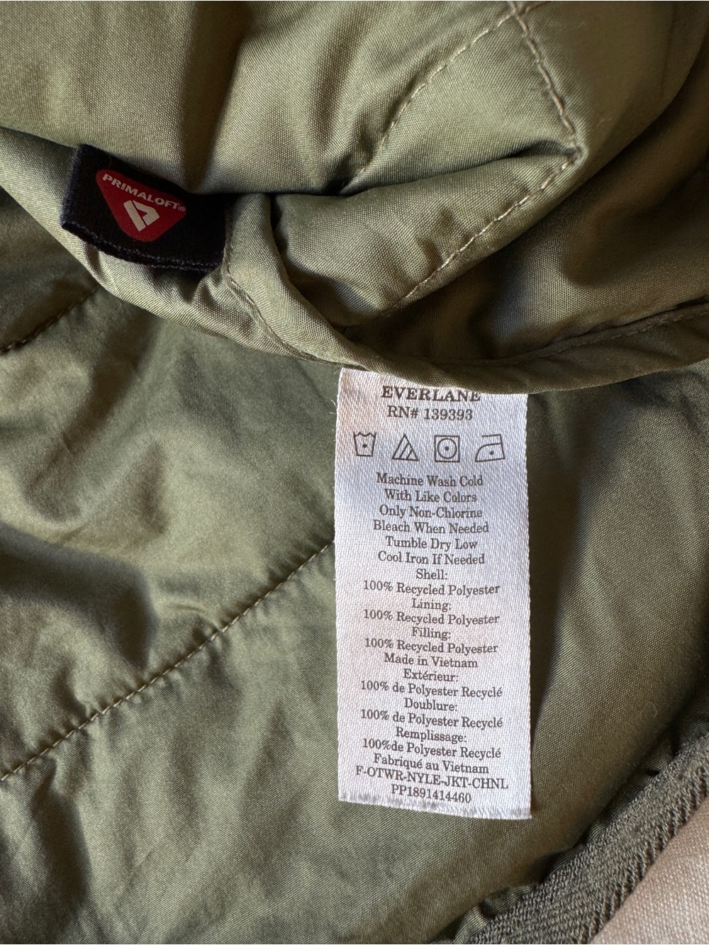 Everlane Olive Green Quilted Puffer Jacket size M - Picture 8 of 9